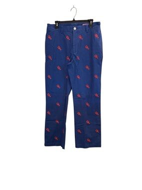 Vineyard Vines Men’s Campy Nautical Navy Chinos with Red Lobster Embroidery
